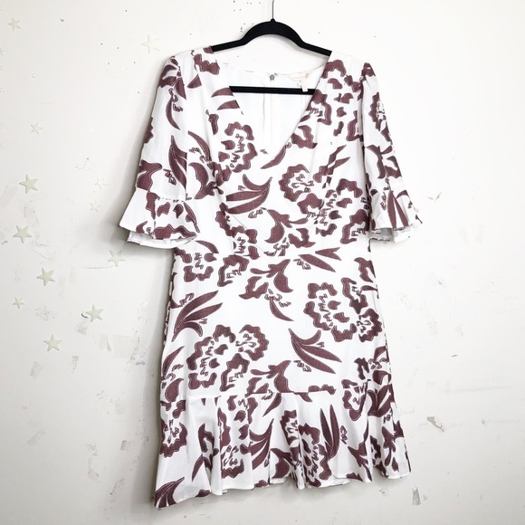 REBECCA Taylor flutter sleeve ruffle Amea snow spice dress - Picture 4 of 10